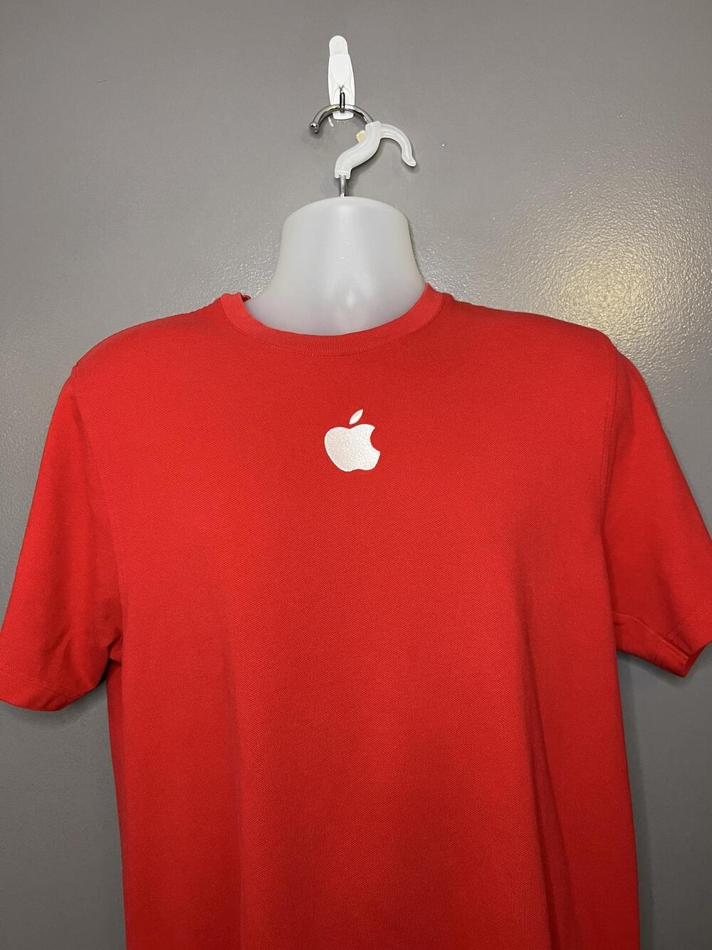 Apple Shirt Mens Large Red Logo Graphic Tee Basic Crewneck T-Shirt Tech